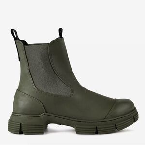 GANNI City Boots Mid Calf Boots Chunky Soles in Green Size 6